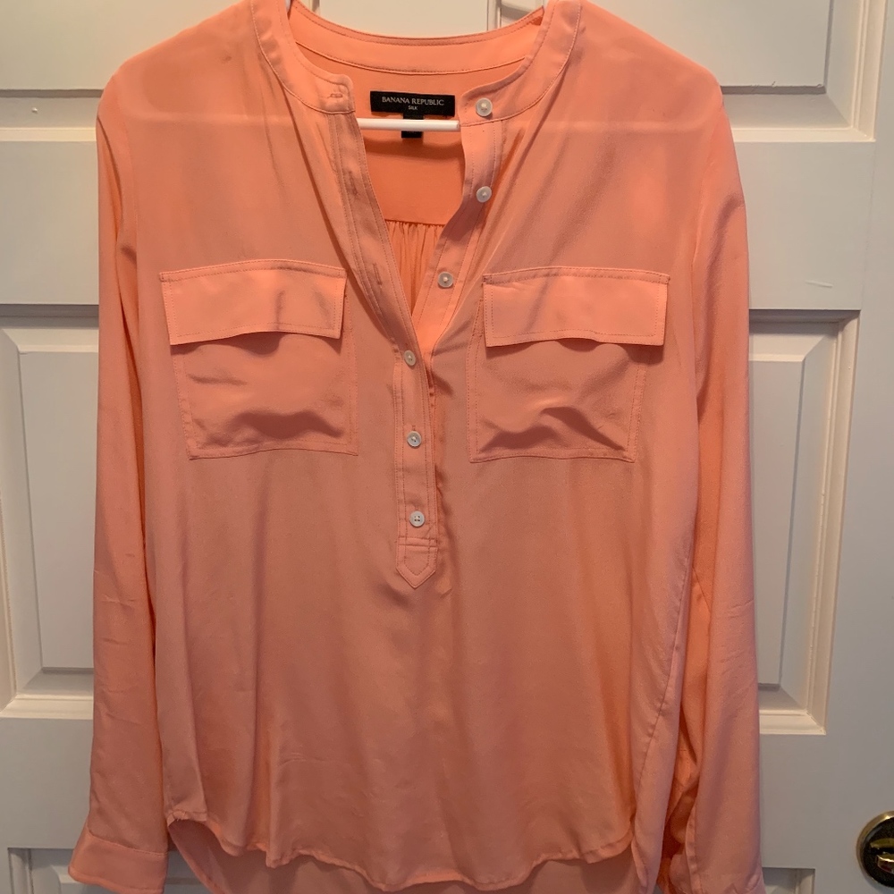Banana Republic Silk Peach Utility Blouse